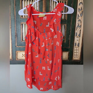 Anthropologie Maeve Size 4 Aurelie Tank Top Orange Ruffle Travel Sites